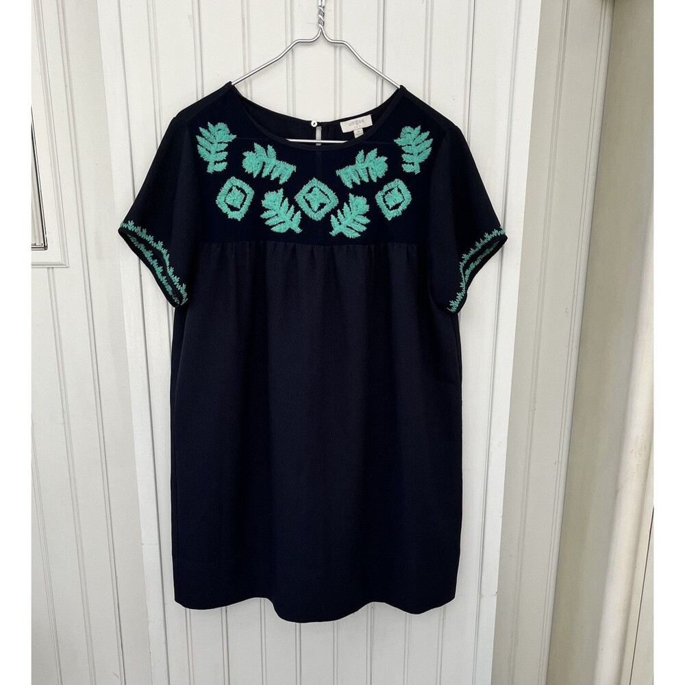 UMGEE Sz M Babydoll Embroidered Dress Blue Boho Beach Resort